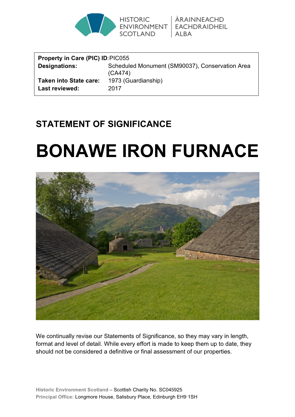 Bonawe Historic Iron Furnace Statement of Significance