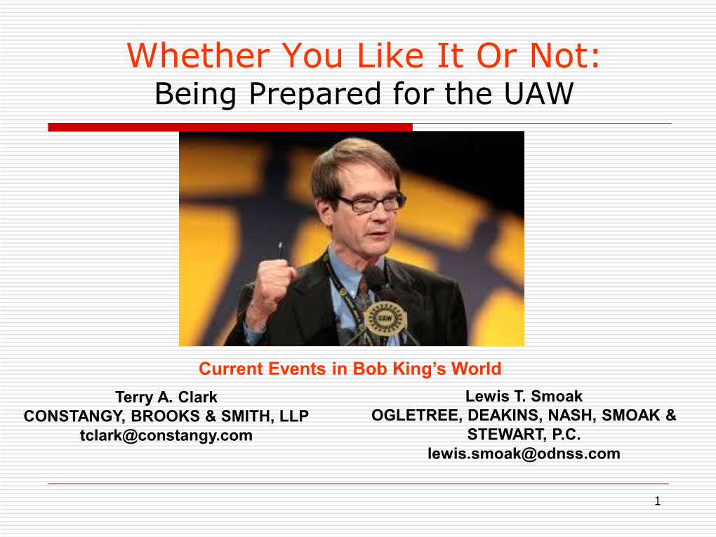 Whether You Like It Or Not: Being Prepared for the UAW