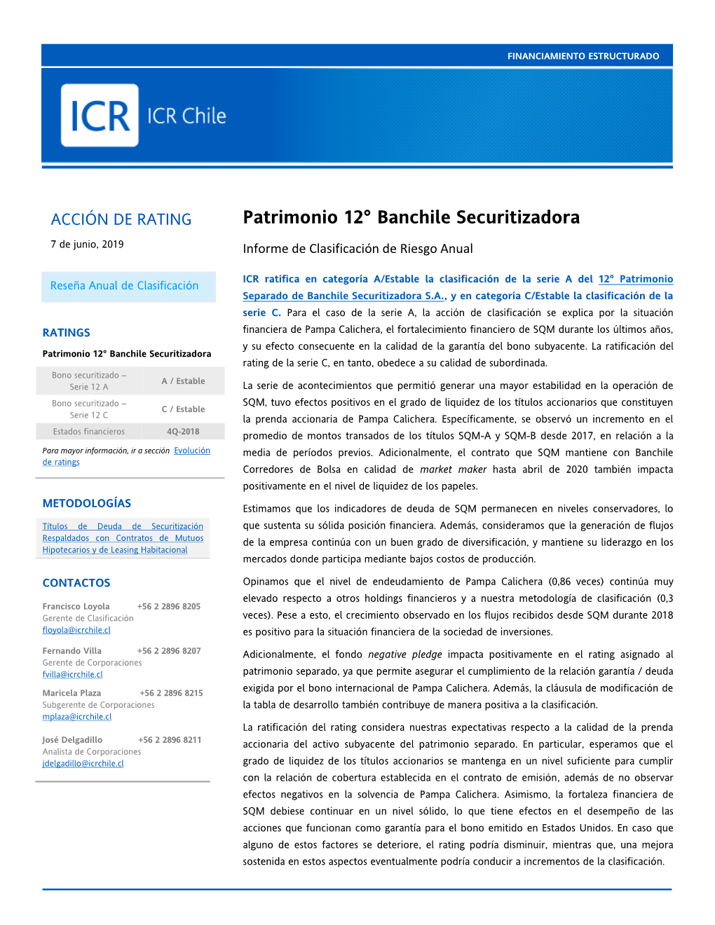 Patrimonio 12° Banchile Securitizadora