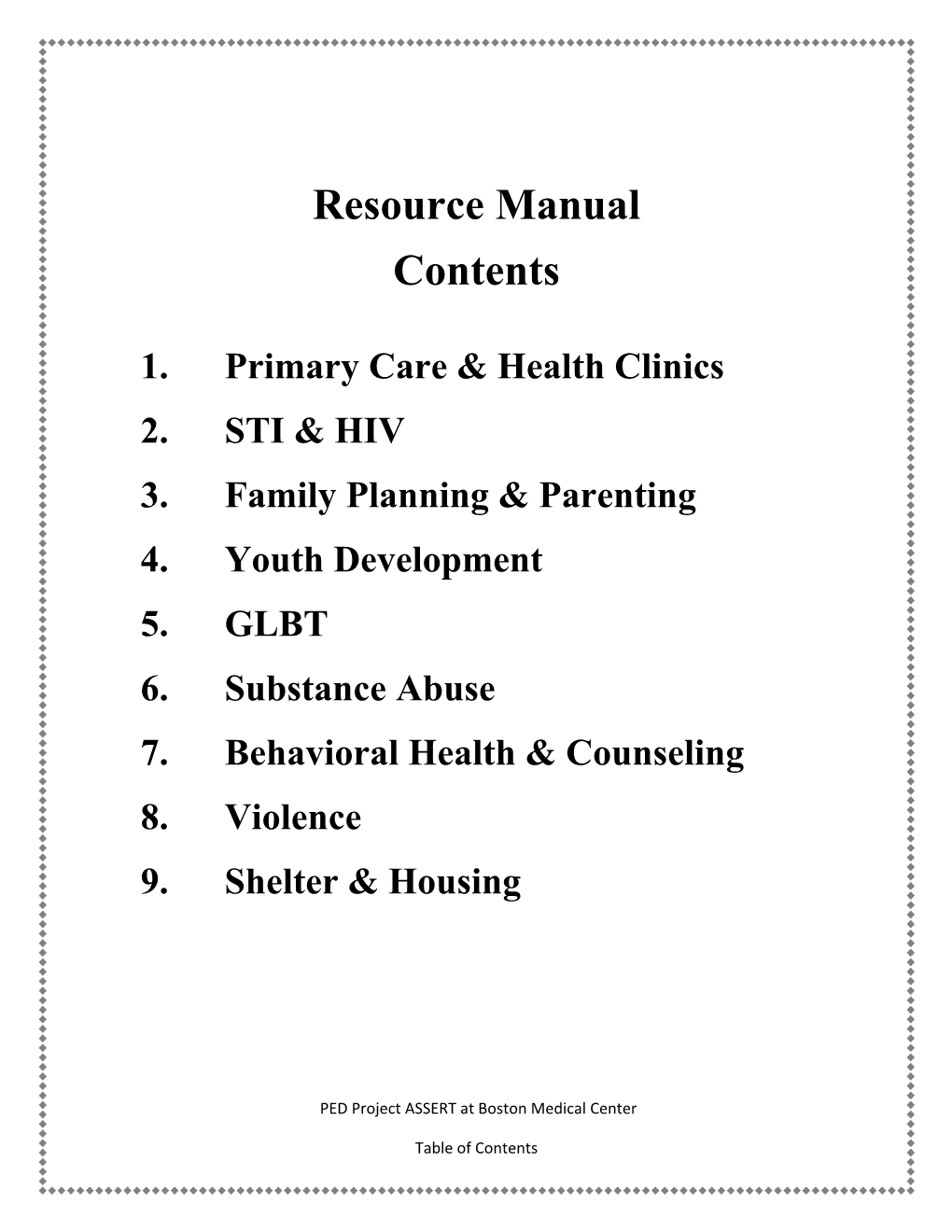 Boston Resource Manual