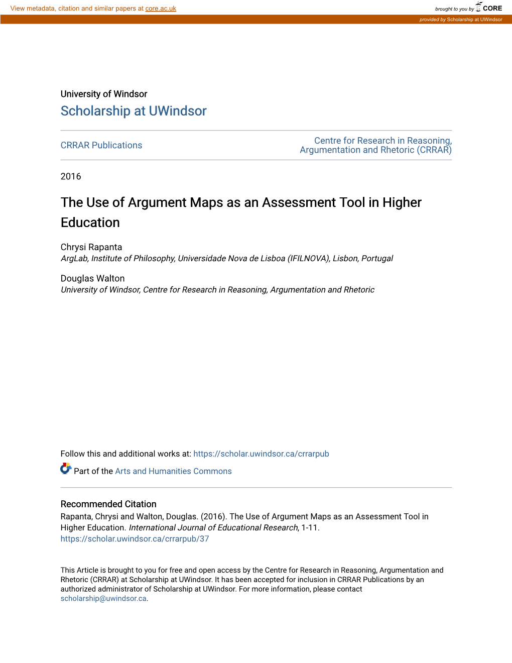 The Use of Argument Maps As an Assessment Tool in Higher Education