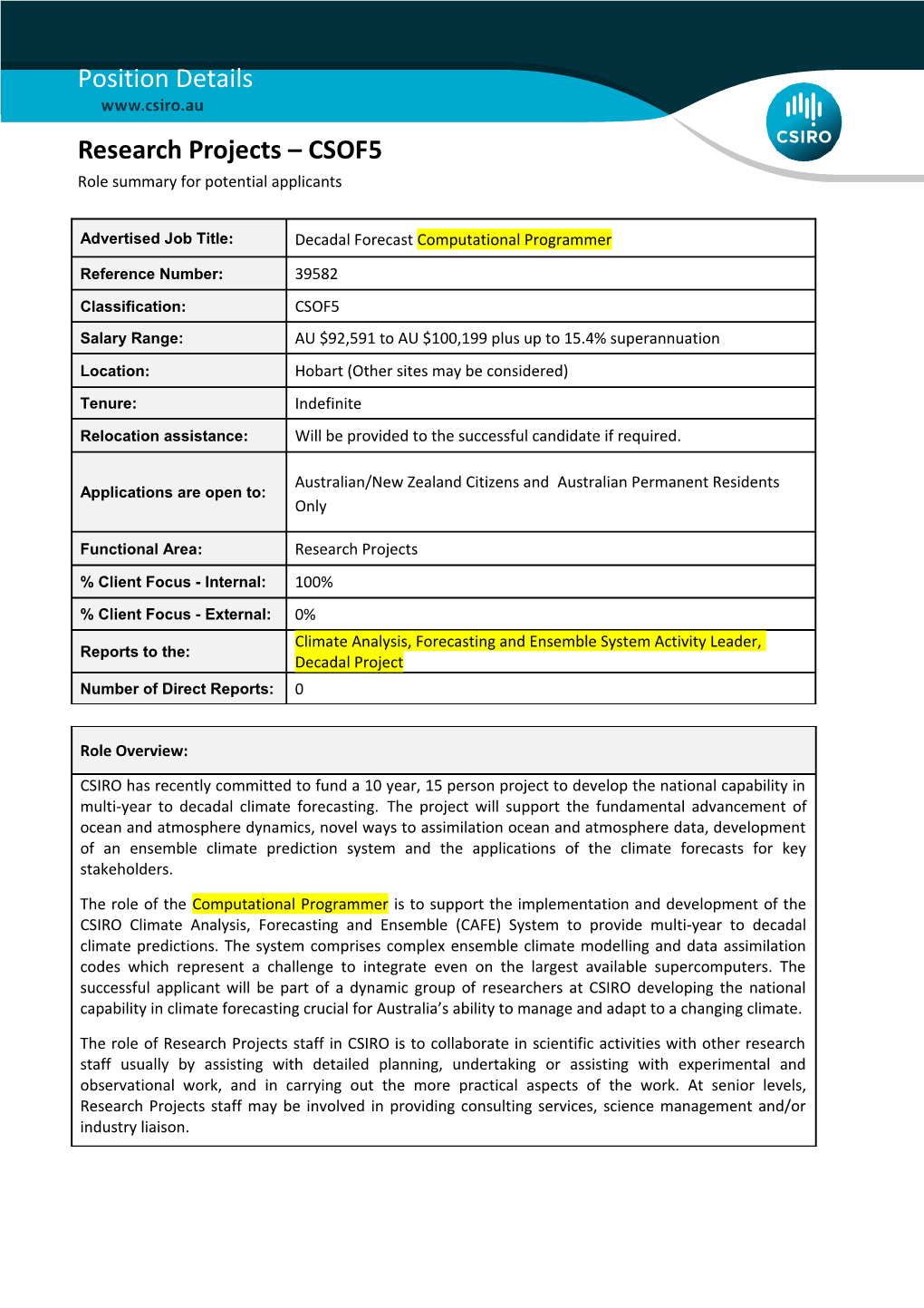 Position Details - Research Projects - CSOF5