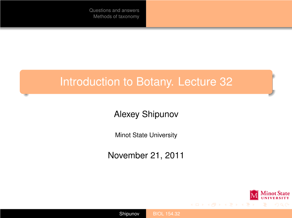 Introduction to Botany. Lecture 32