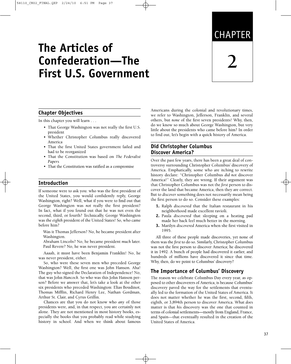 The Articles of Confederation—The First U.S. Government 58110 CH02 FINAL.QXP 2/24/10 6:51 PM Page 39