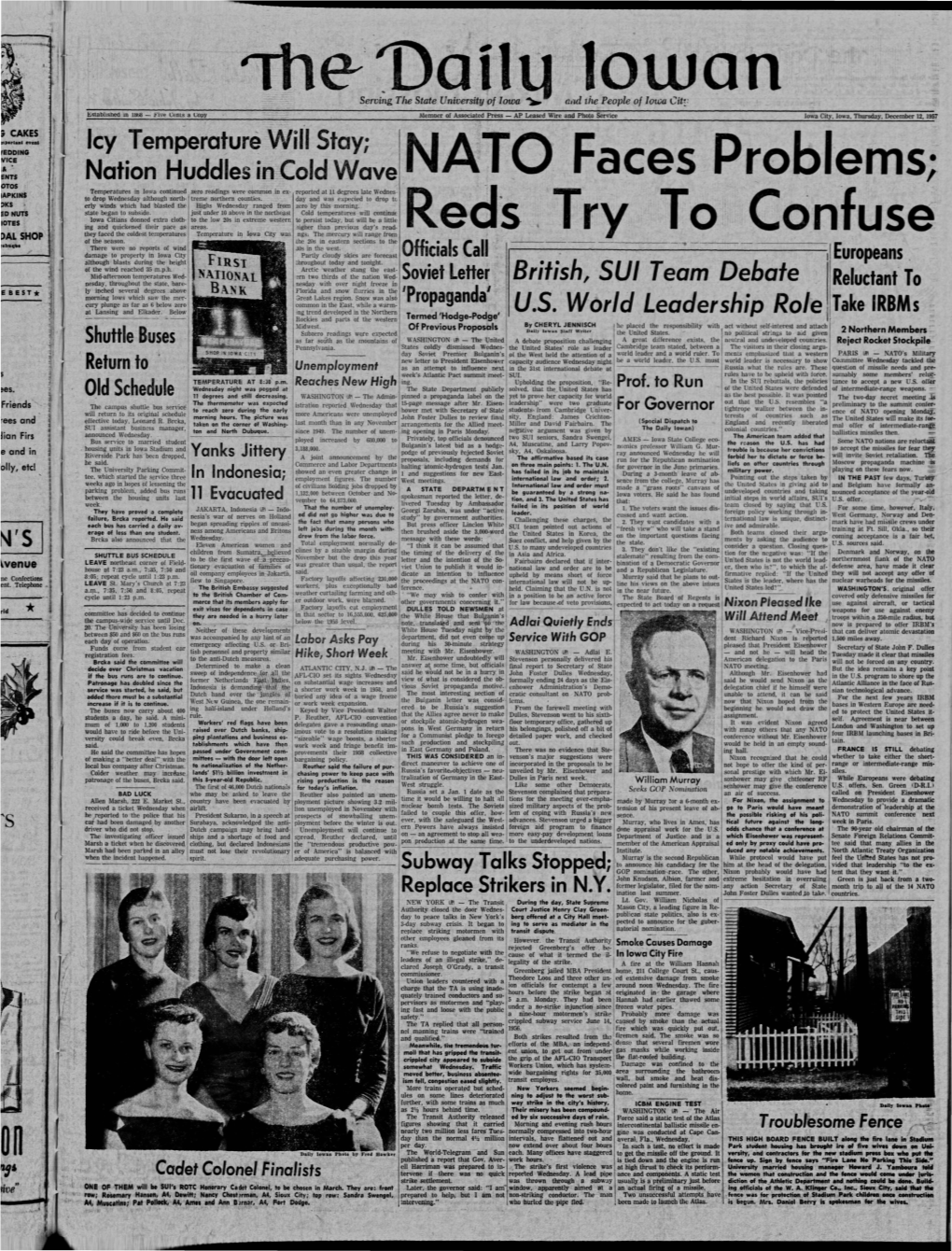 Daily Iowan (Iowa City, Iowa), 1957-12-12