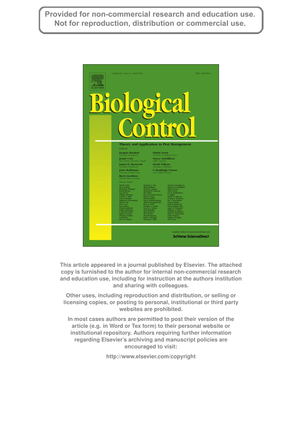 Biological Control 2012