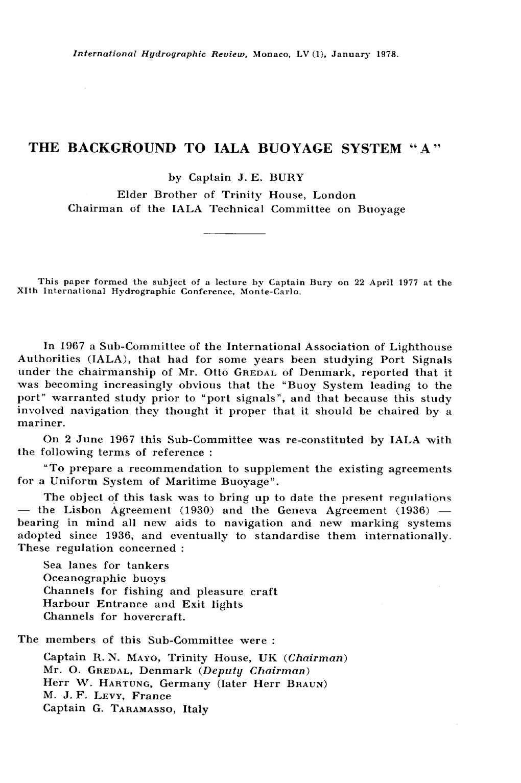 The Background to Iala Buoyage System “A ”