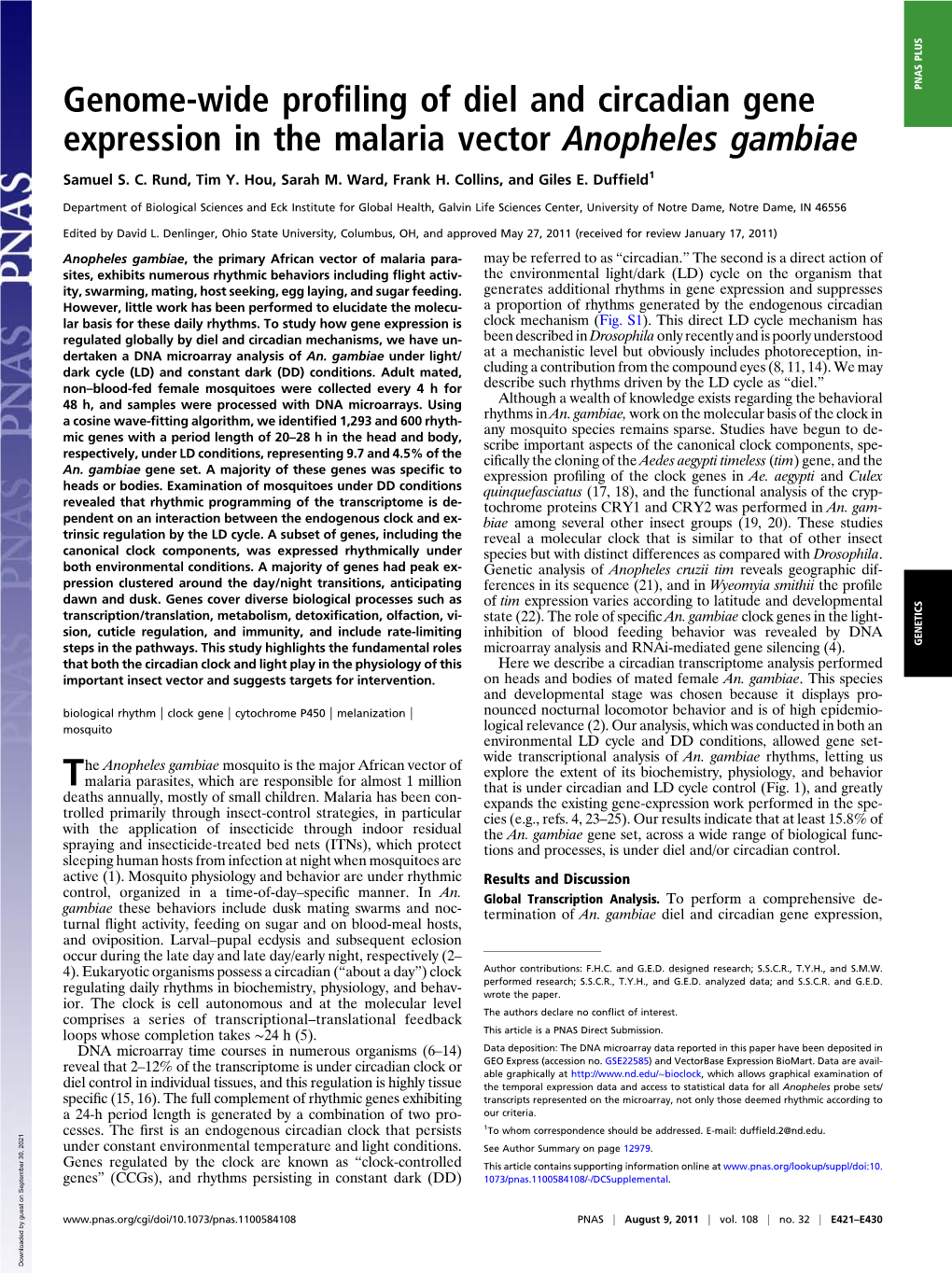 Genome-Wide Profiling of Diel and Circadian Gene Expression in The