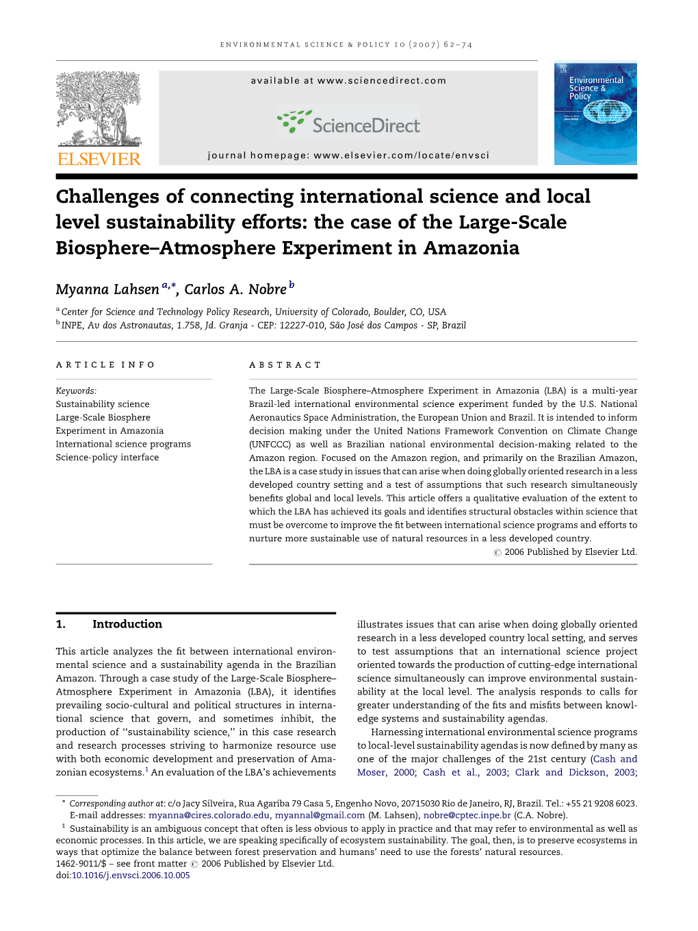 Atmosphere Experiment in Amazonia