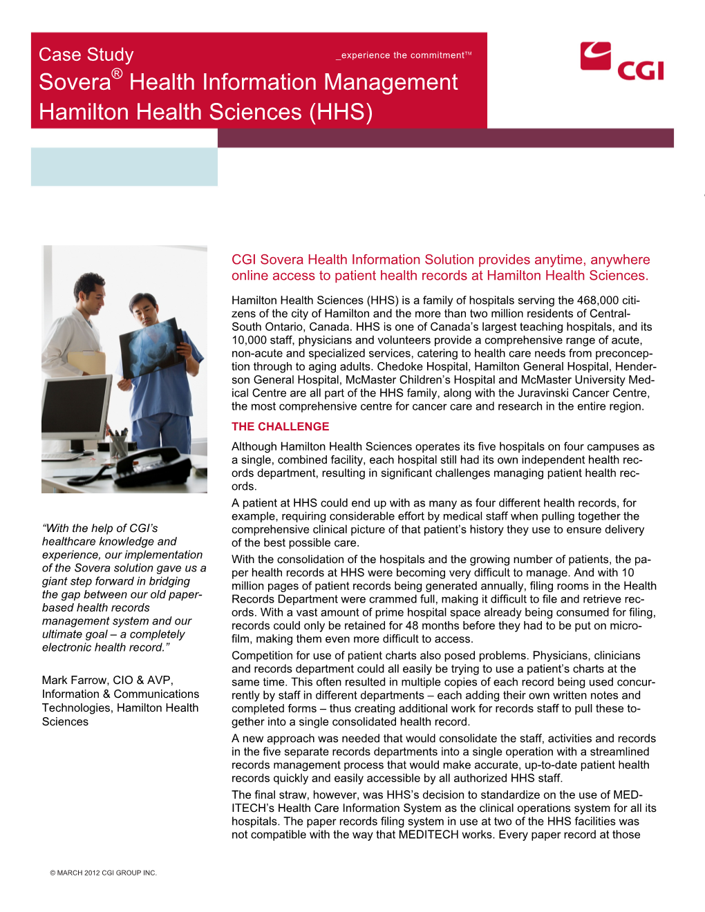 CGI Sovera Health Information Management Solution