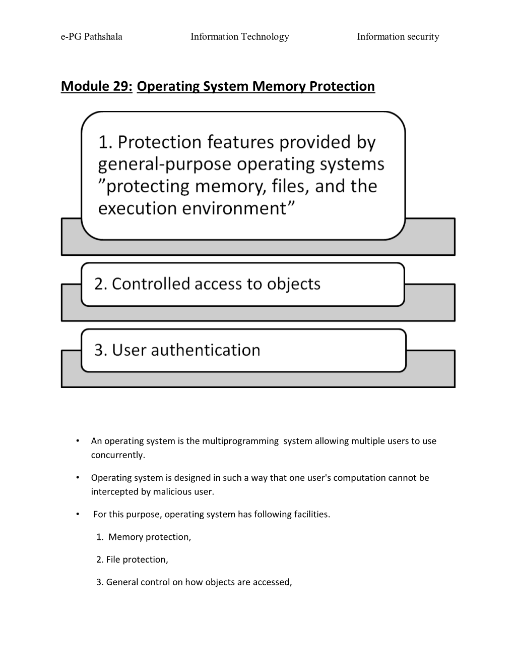 Module 29: Operating System Memory Protection