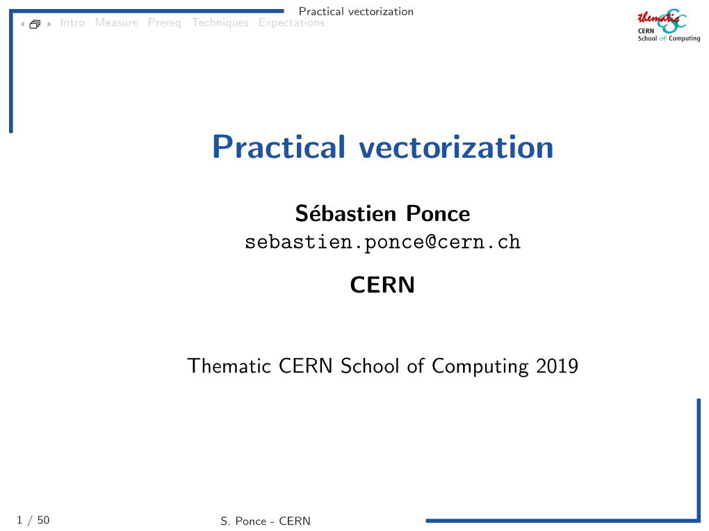 Practical Vectorization Intro Measure Prereq Techniques Expectations
