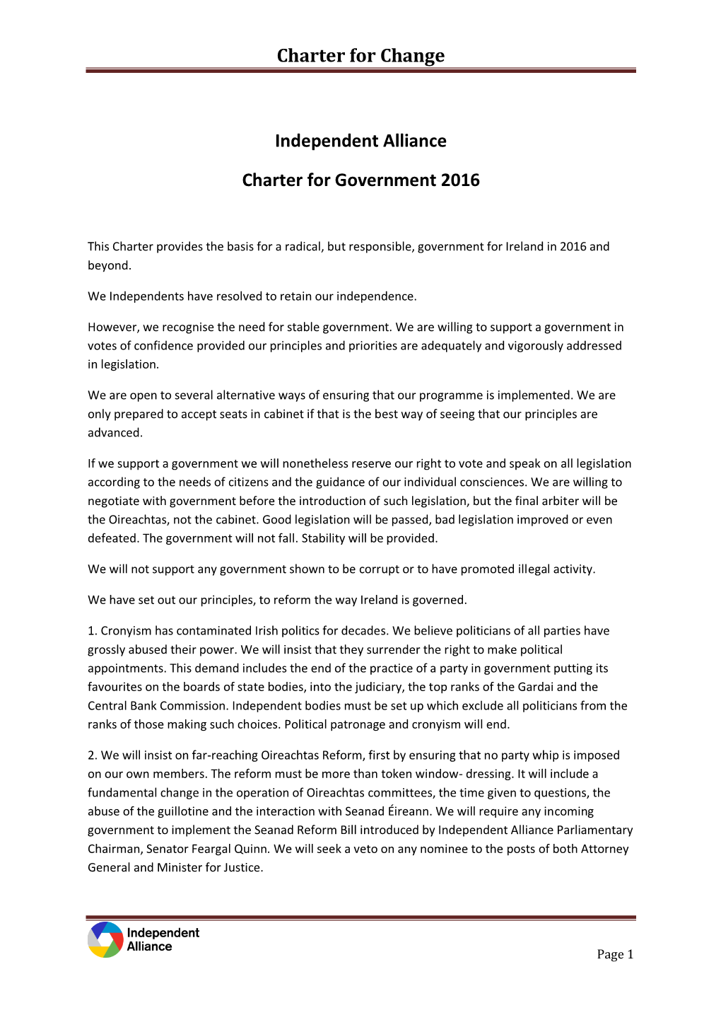 Charter for Change