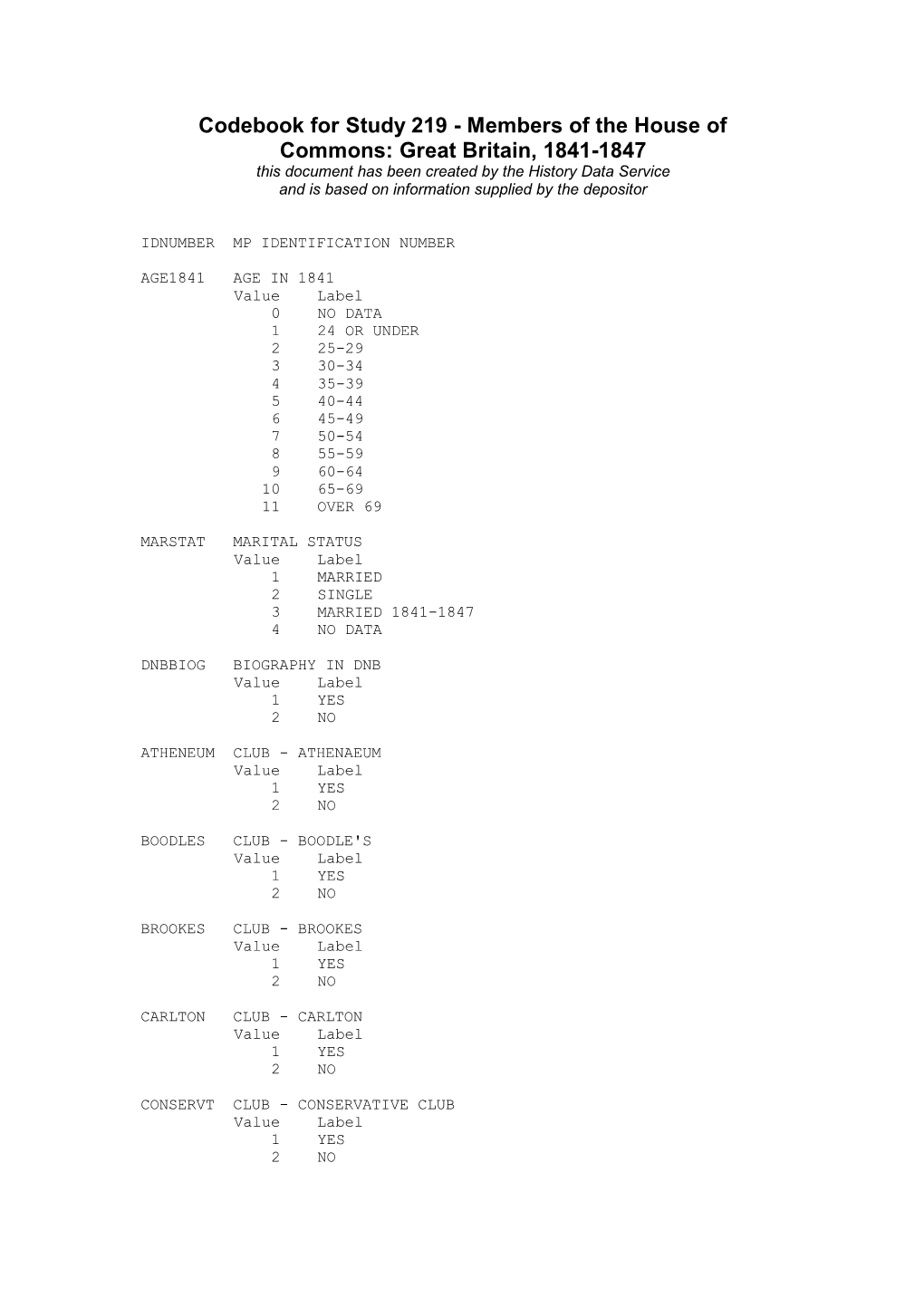 Codebook for Study