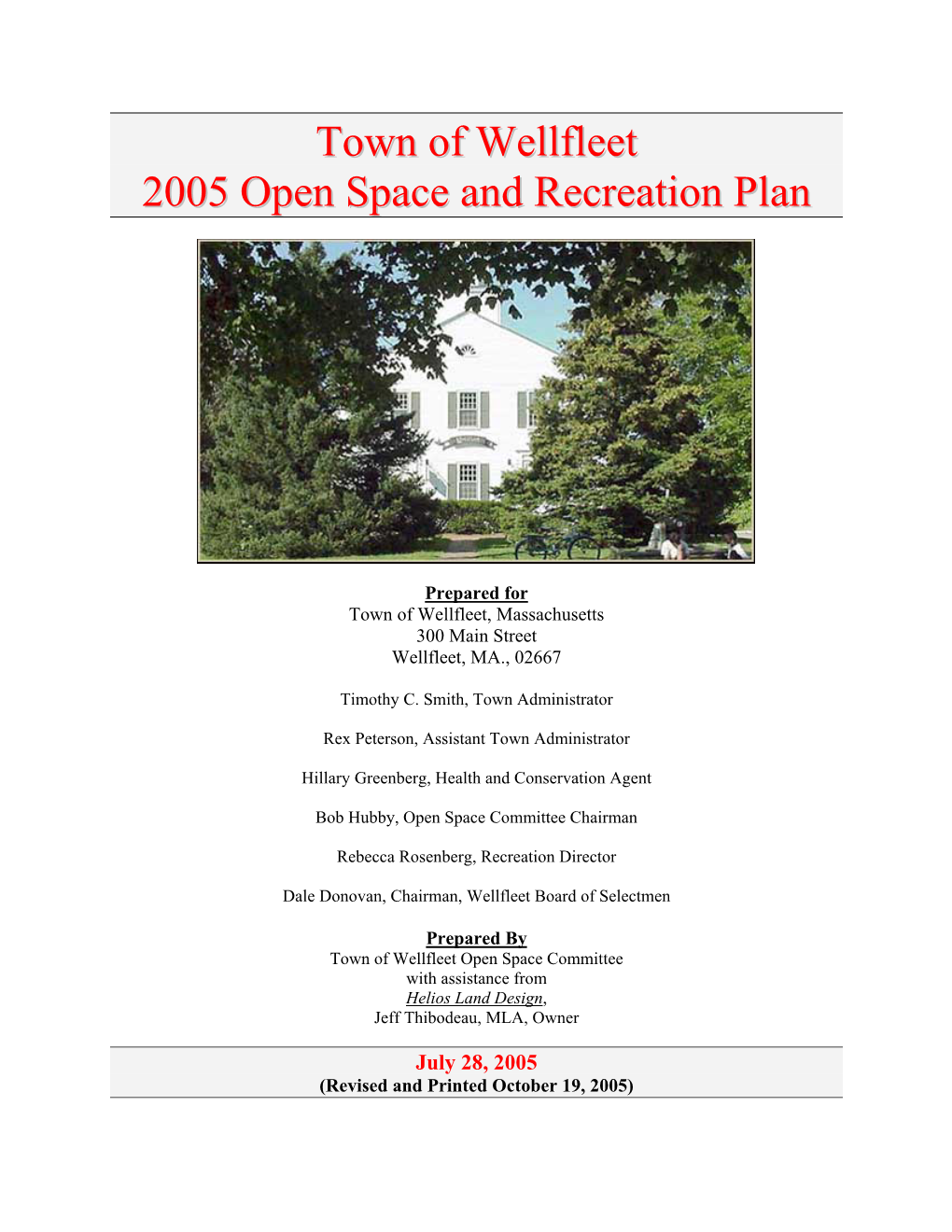 Town of Wellfleet 2005 Open Space and Recreation Plan