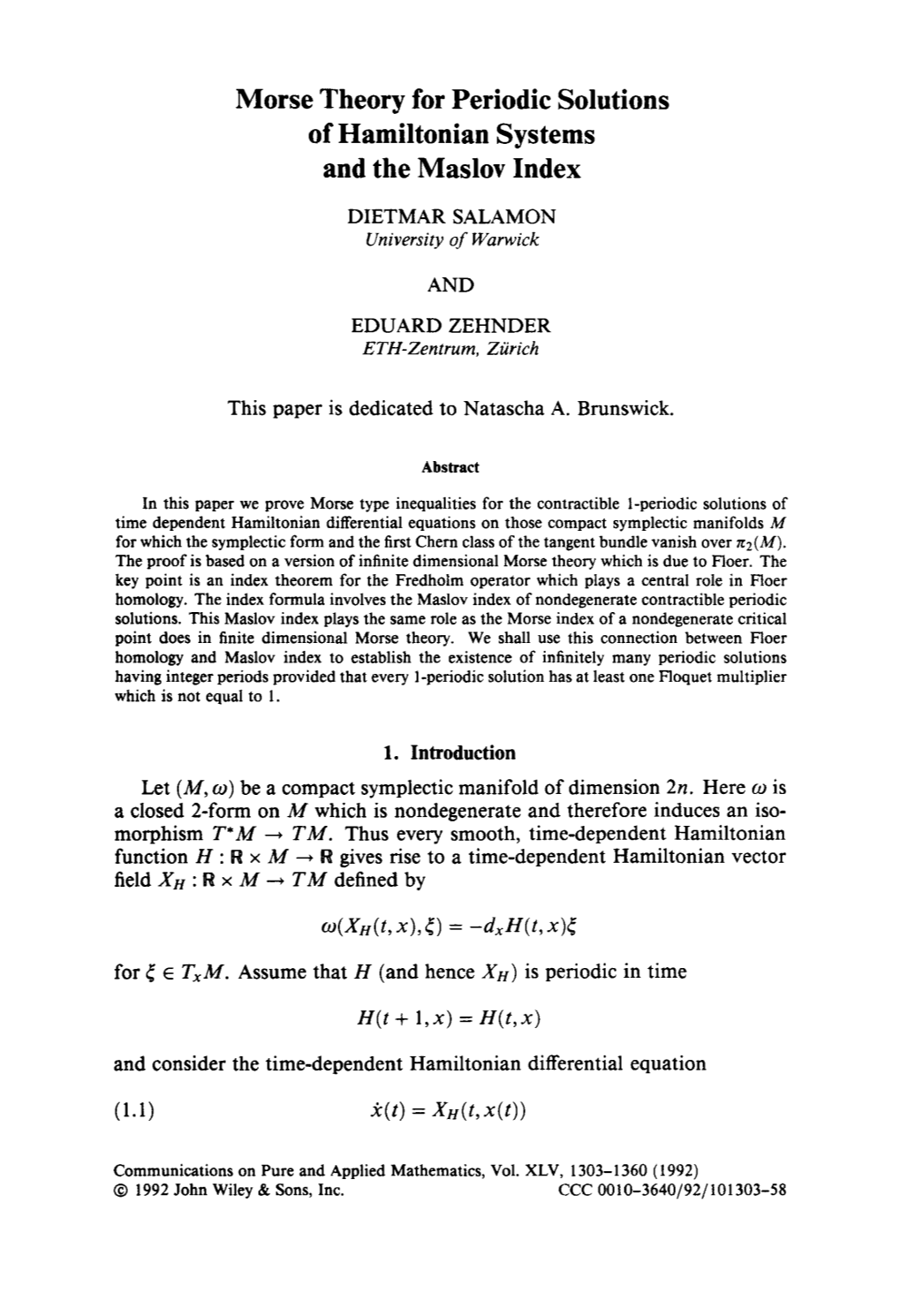 Morse Theory for Periodic Solutions of Hamiltonian Systems and the Maslov Index