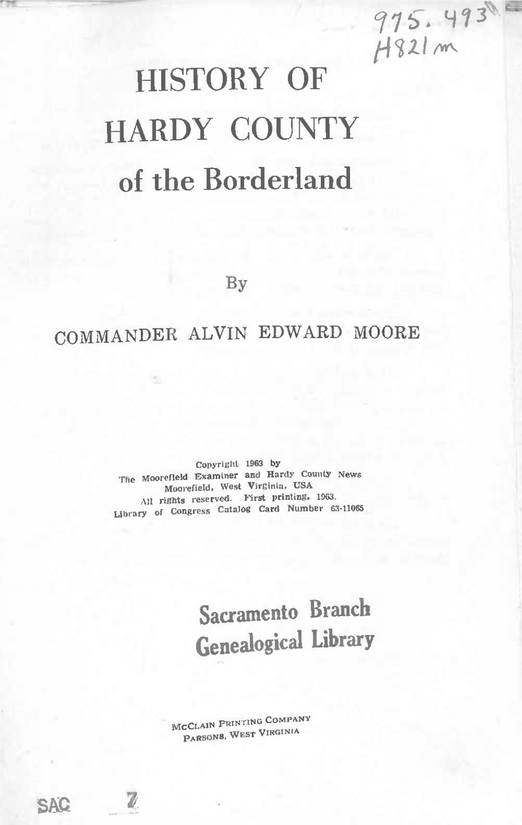 HISTORY of HARDY COUNTY of the Borderland