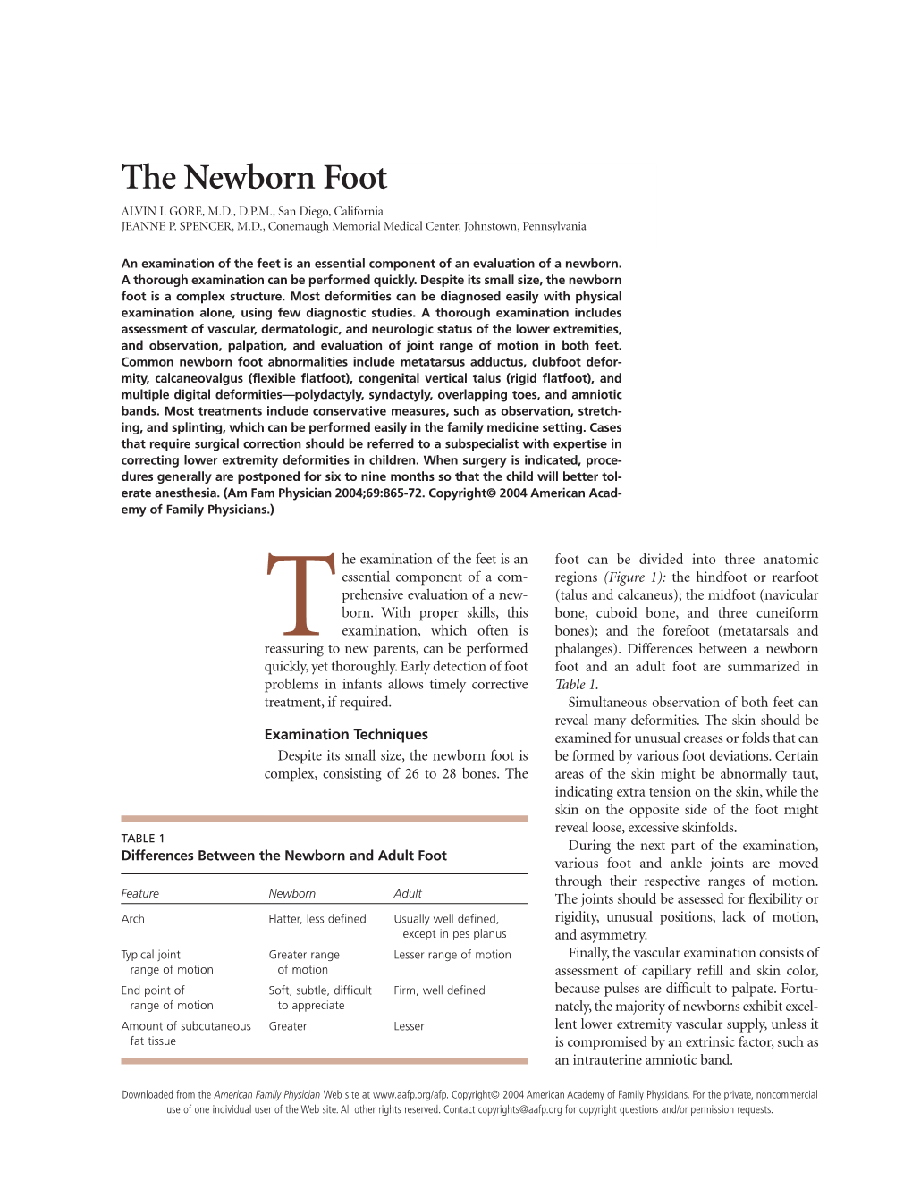 The Newborn Foot -- American Family Physician