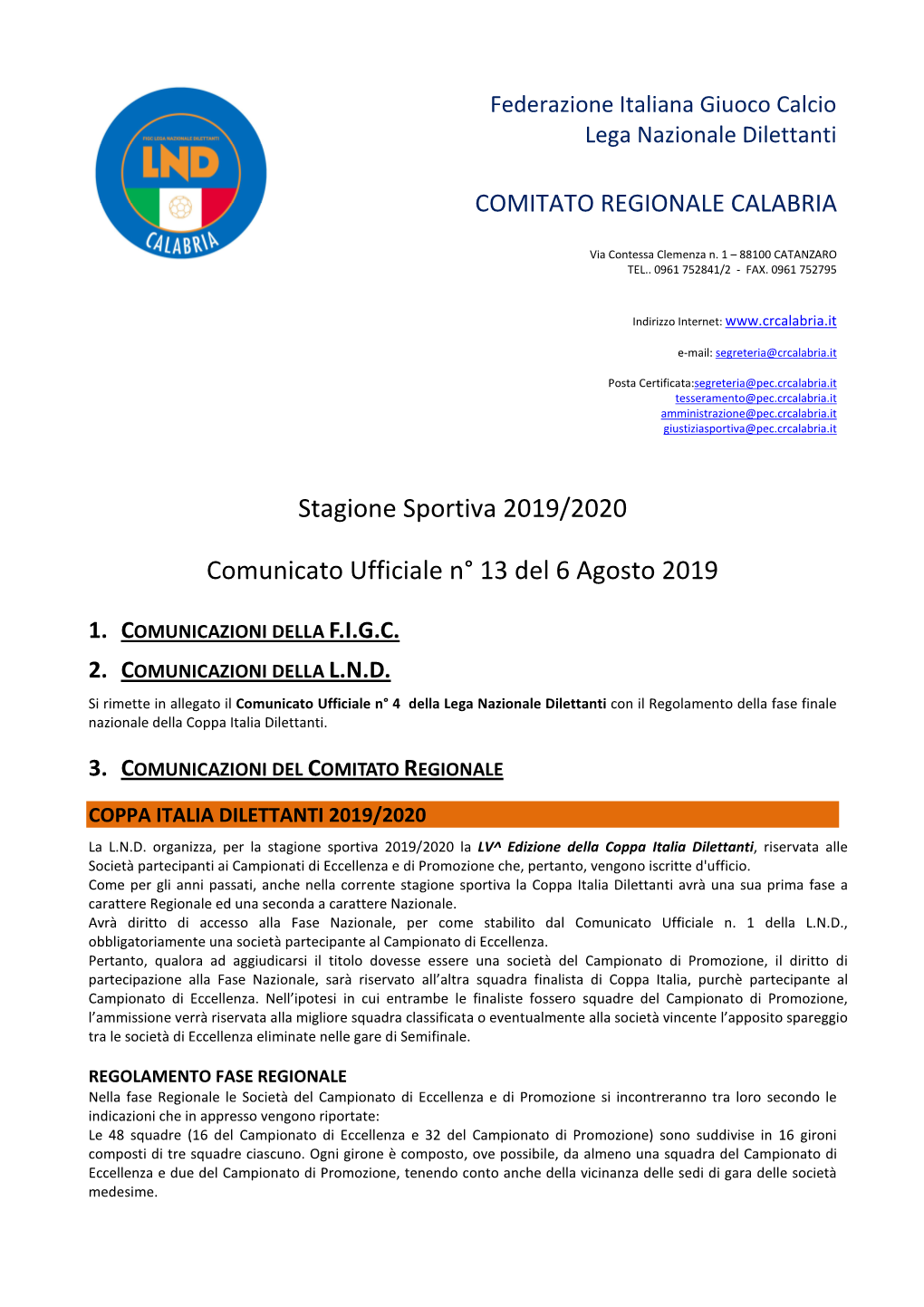 Schema Coppa Italia 19-20