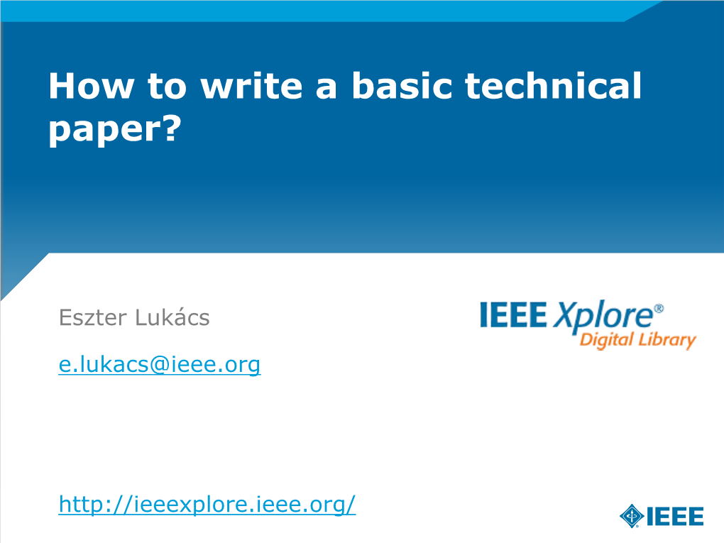 How to Write a Basic Technical Paper?