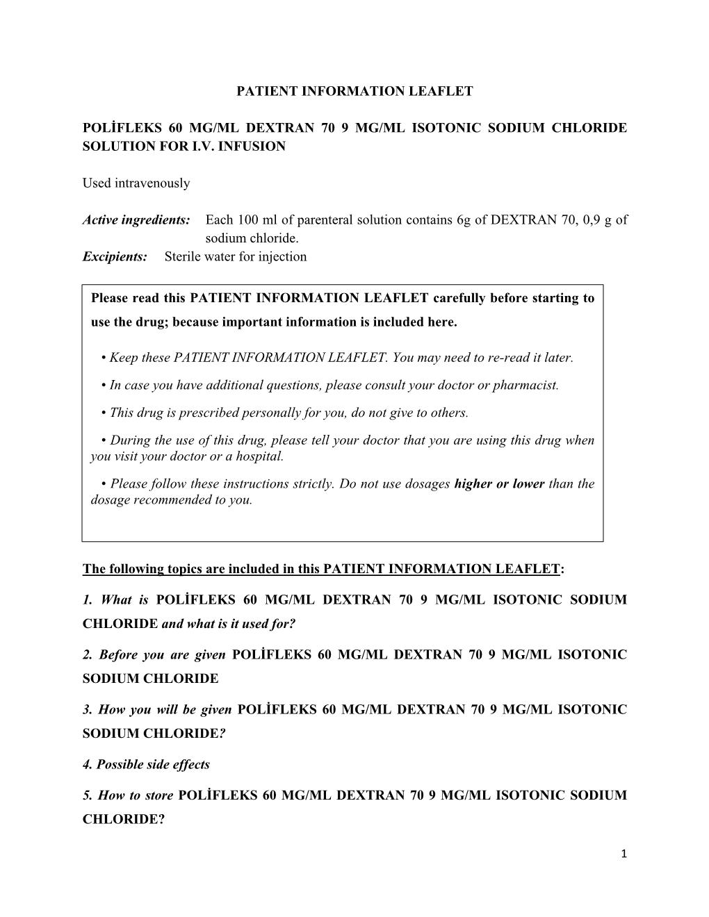 Patient Information Leaflet Polifleks 60 Mg/Ml Dextran