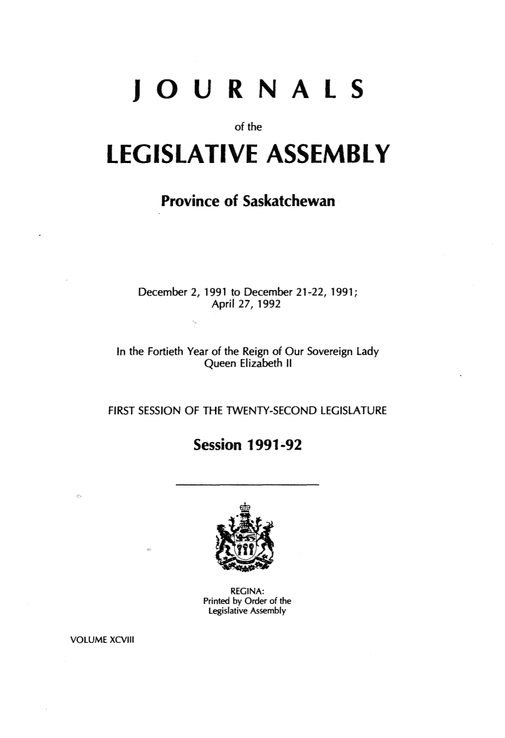 Journals Legislative Assembly