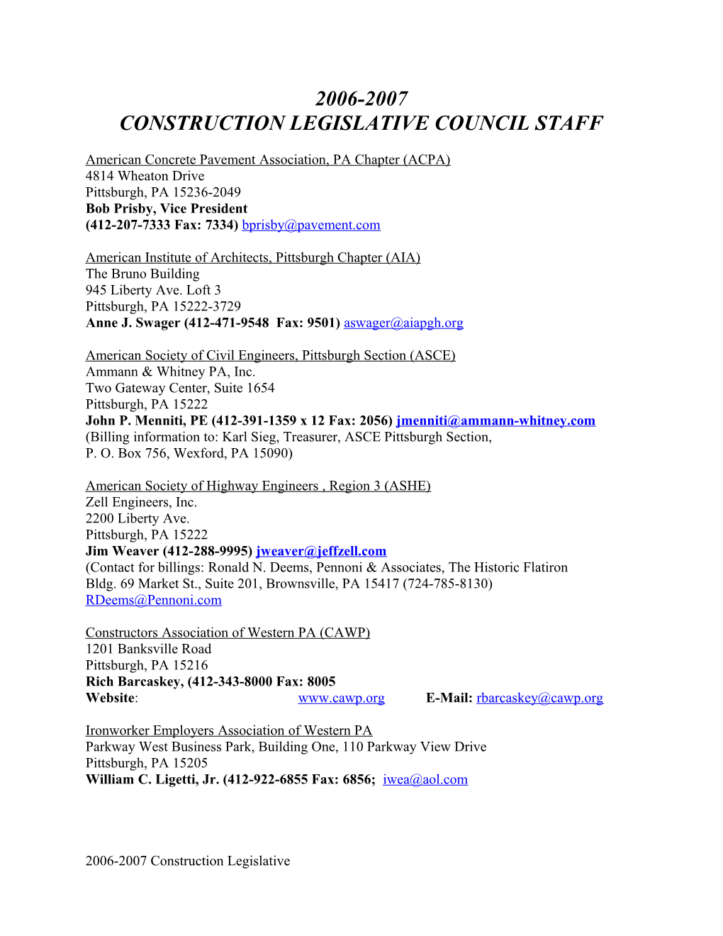 Construction Legislative Council Staff