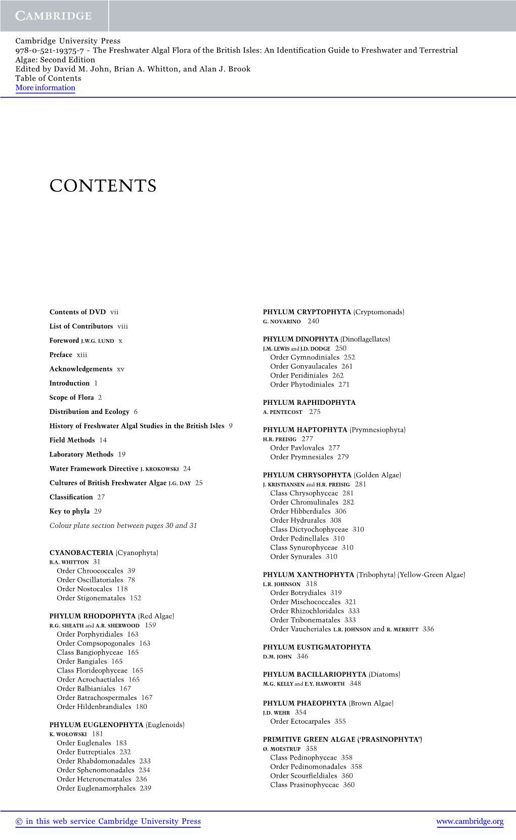 The Freshwater Algal Flora of the British Isles: an Identification Guide to Freshwater and Terrestrial Algae: Second Edition Edited by David M