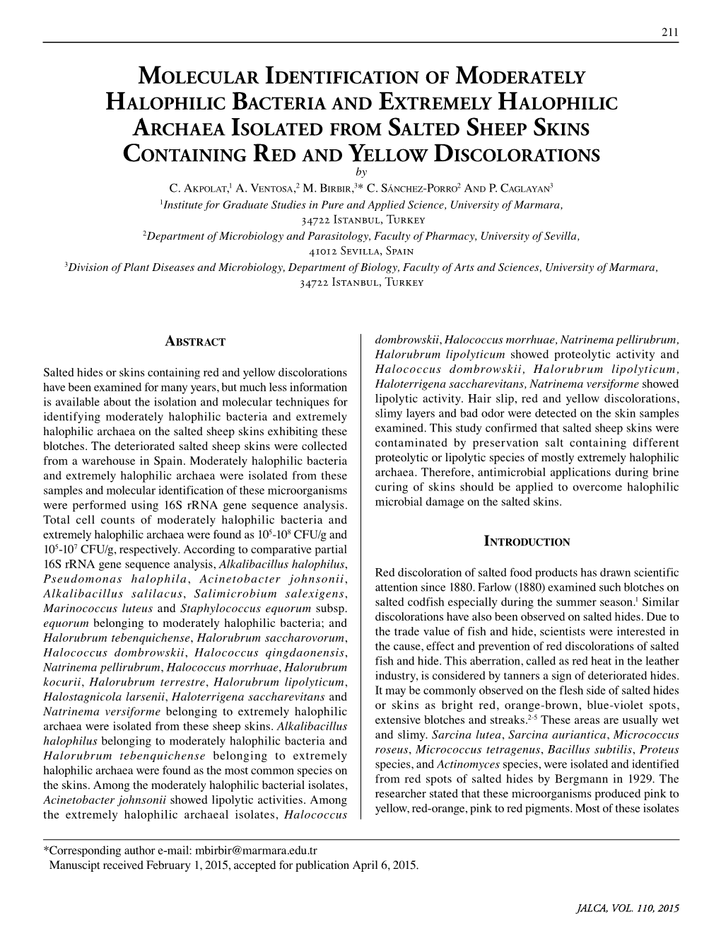 Molecular Identification of Moderately