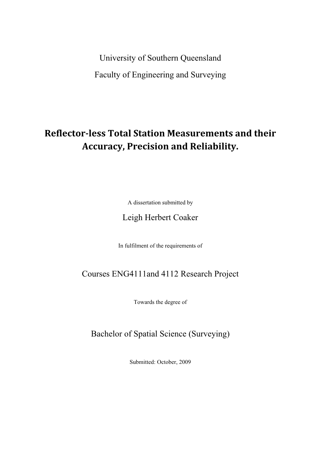 Reflector-Less Total Station Measurements and Their Accuracy