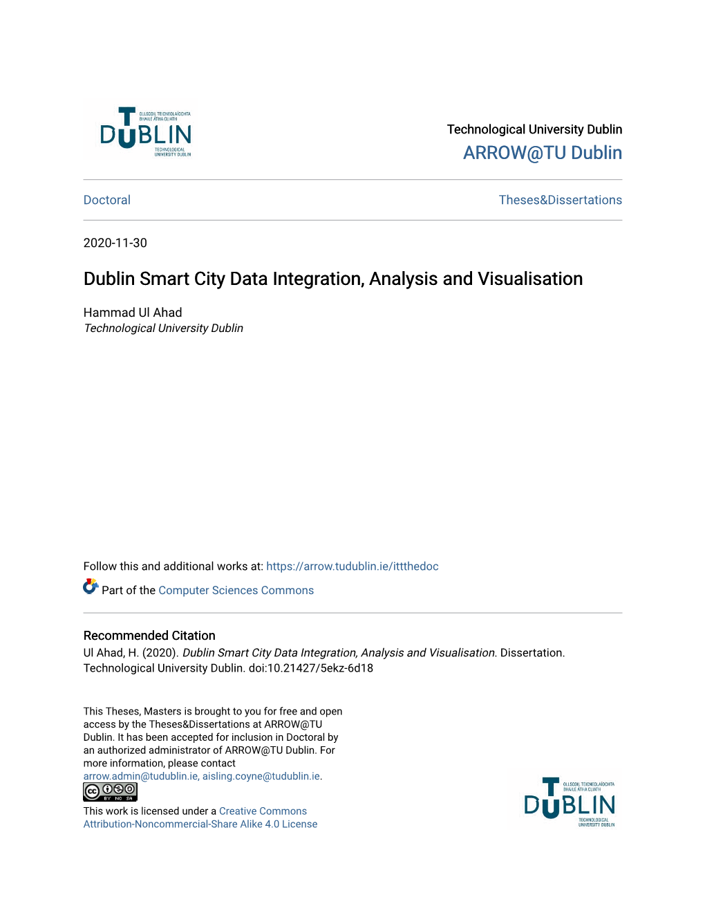 Dublin Smart City Data Integration, Analysis and Visualisation