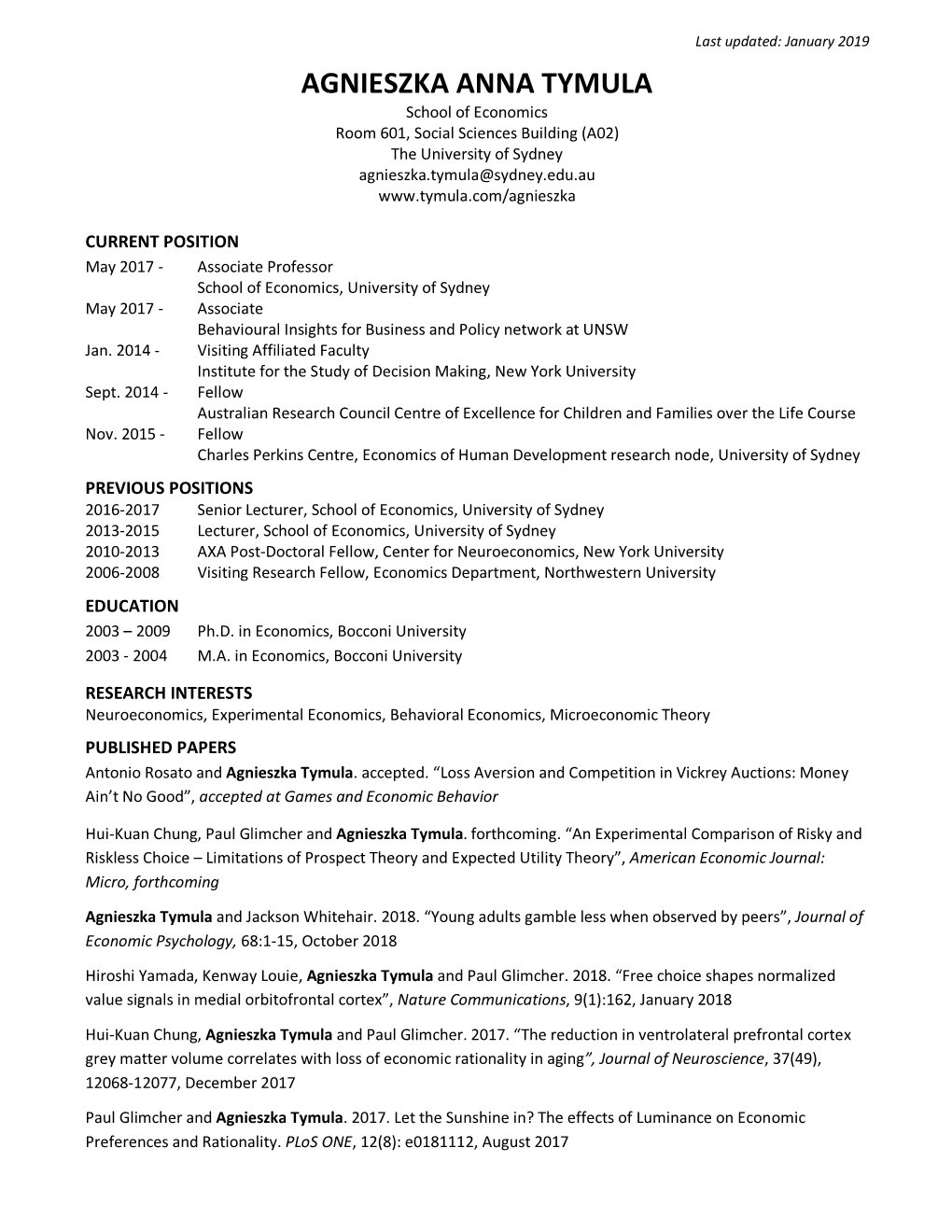 Download Agnieszka Tymula's CV