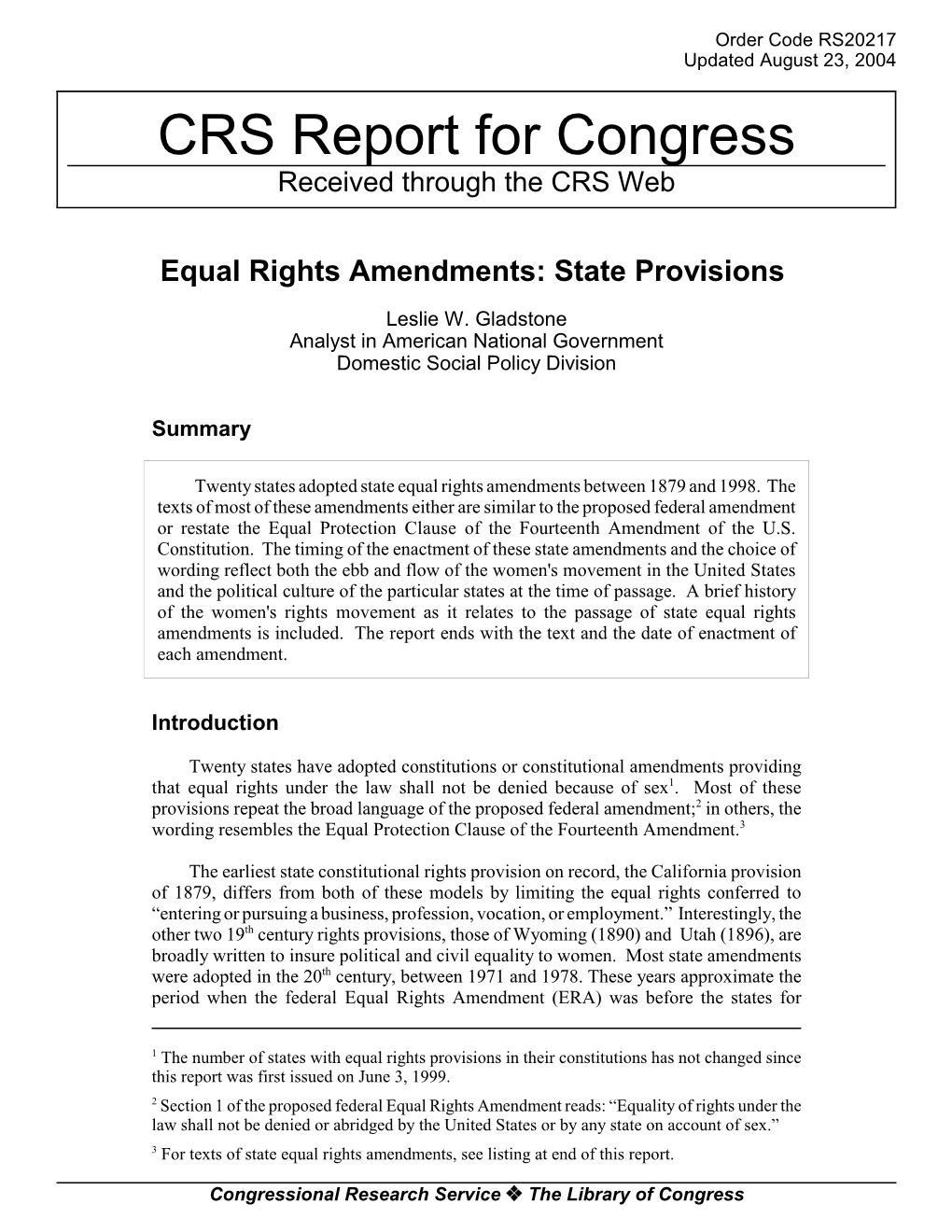 Equal Rights Amendments: State Provisions