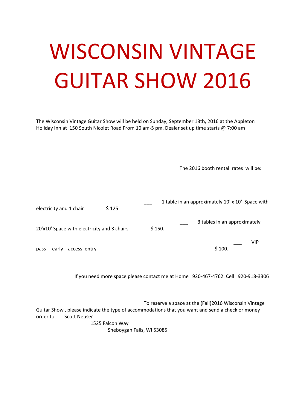 Wisconsin Vintage Guitar Show 2016