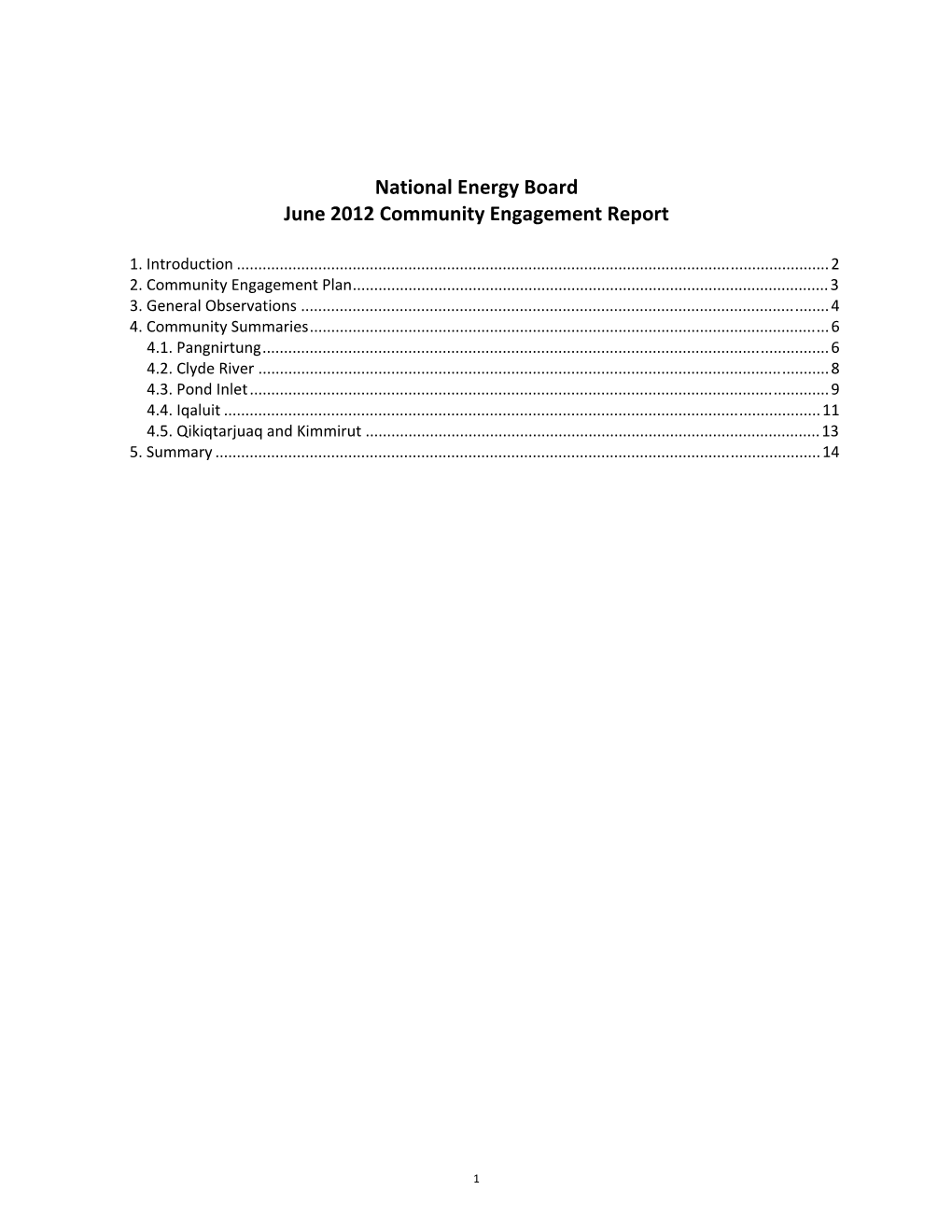 June 2012 Community Engagement Report