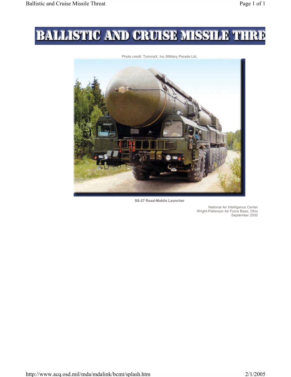 Ballistic and Cruise Missile Threat Page 1 of 1