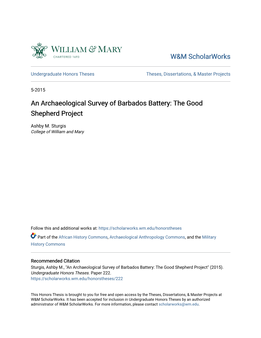 An Archaeological Survey of Barbados Battery: the Good Shepherd Project