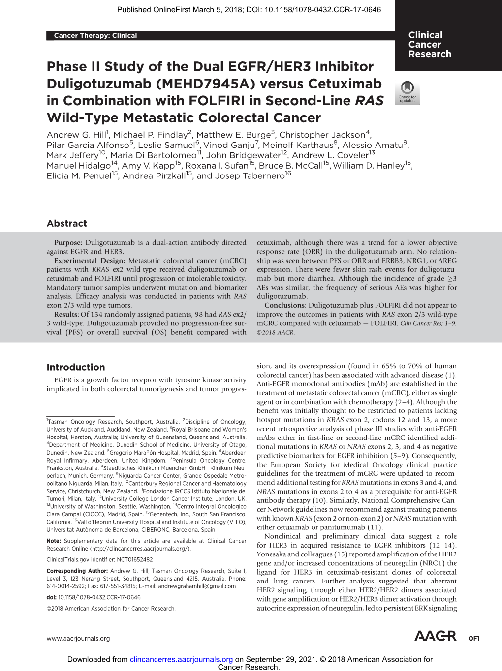 Phase II Study of the Dual EGFR/HER3 Inhibitor