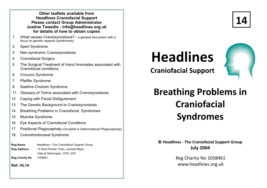 Breathing Problems in Craniofacial Syndromes