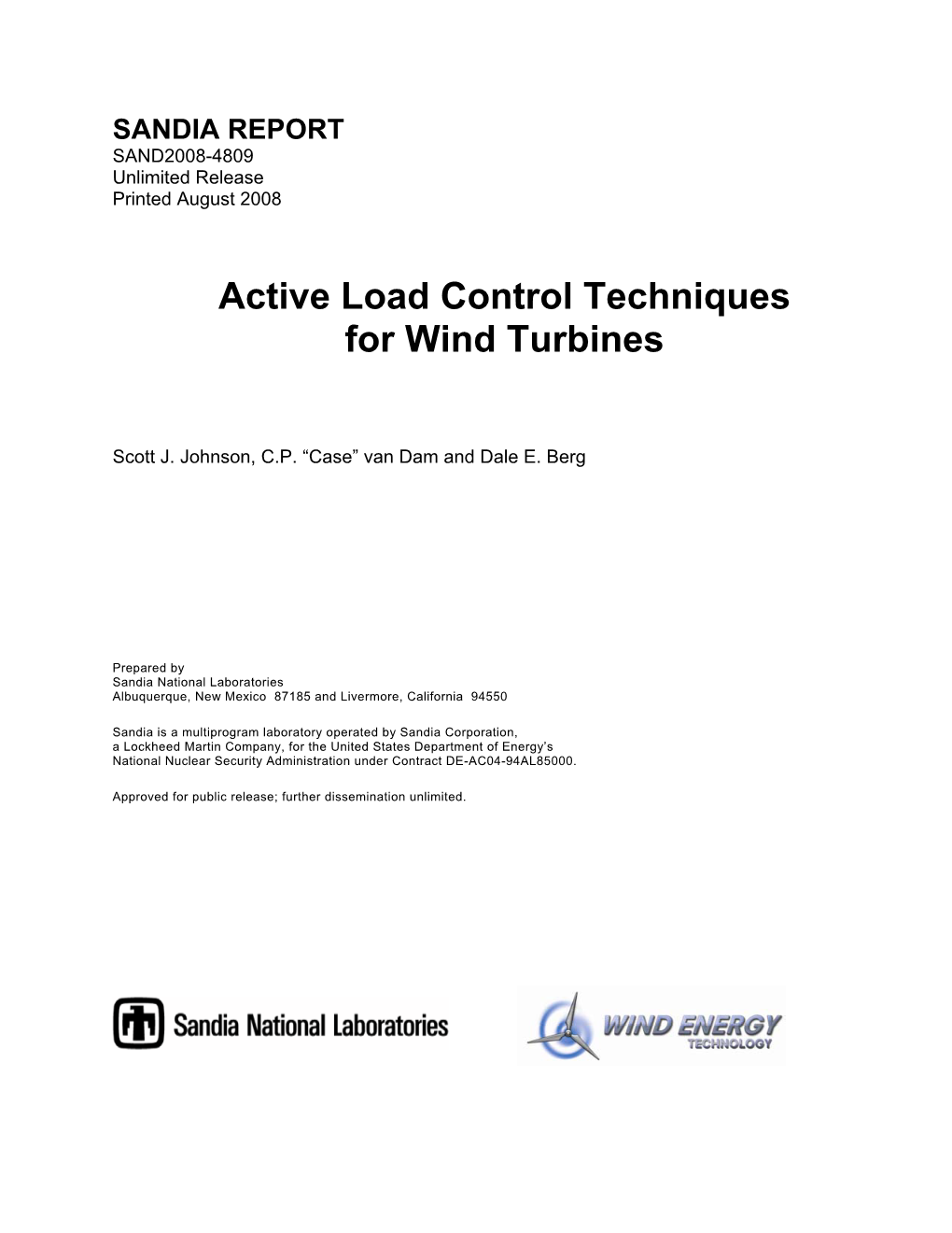 Active Load Control Techniques for Wind Turbines