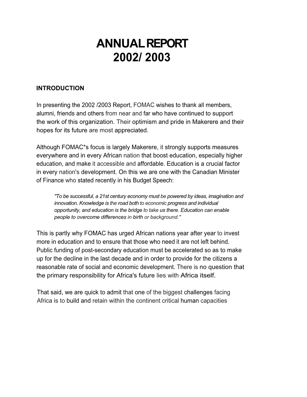 Annualreport 2002/ 2003