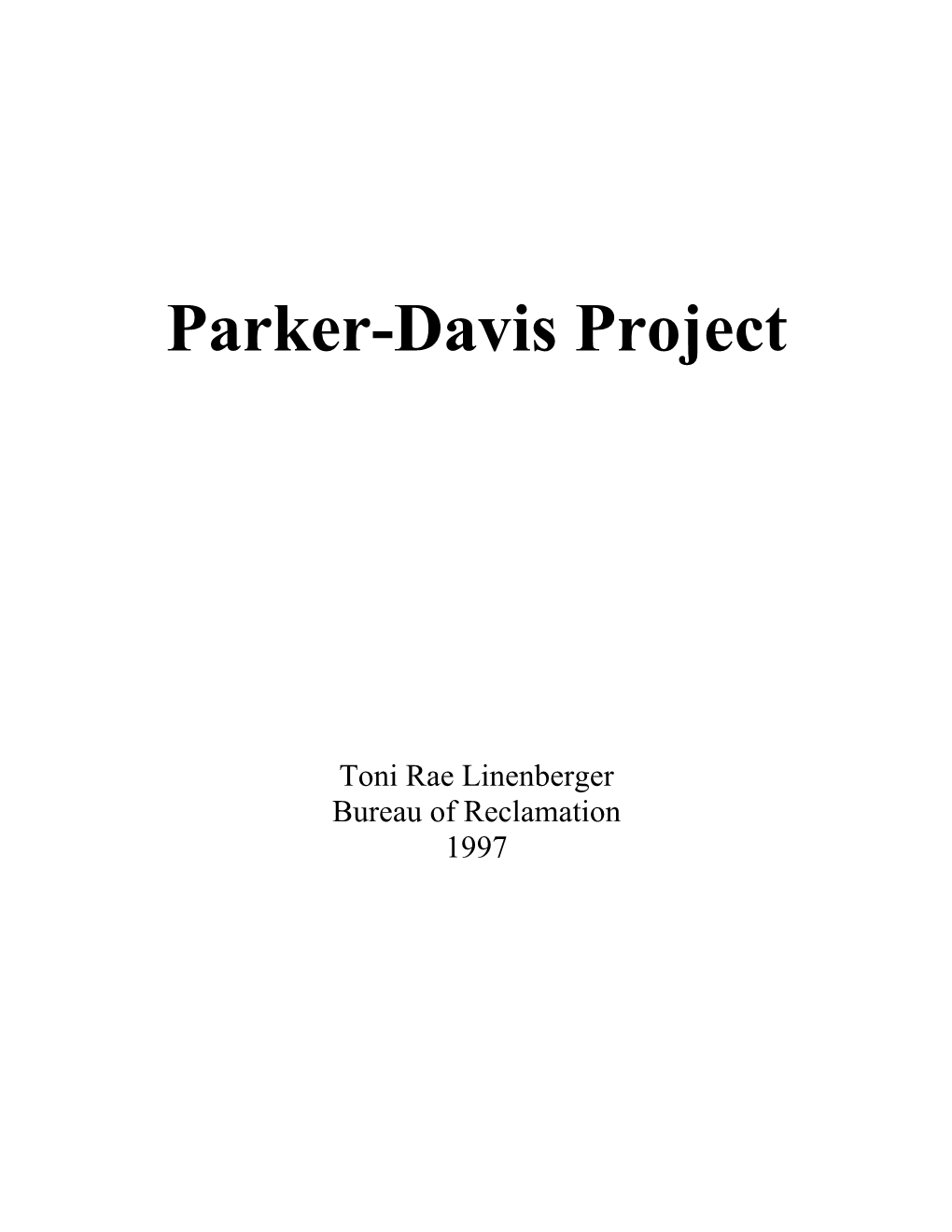 Parker-Davis Project History