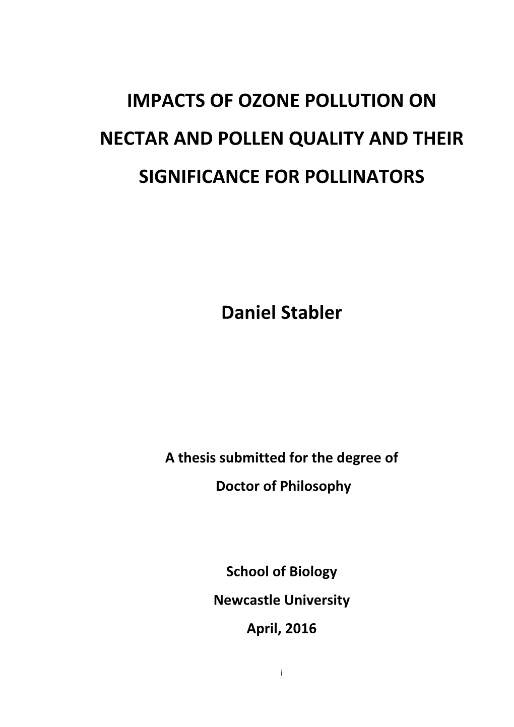 Impacts of Ozone Pollution on Nectar and Pollen Quality and Their Significance for Pollinators