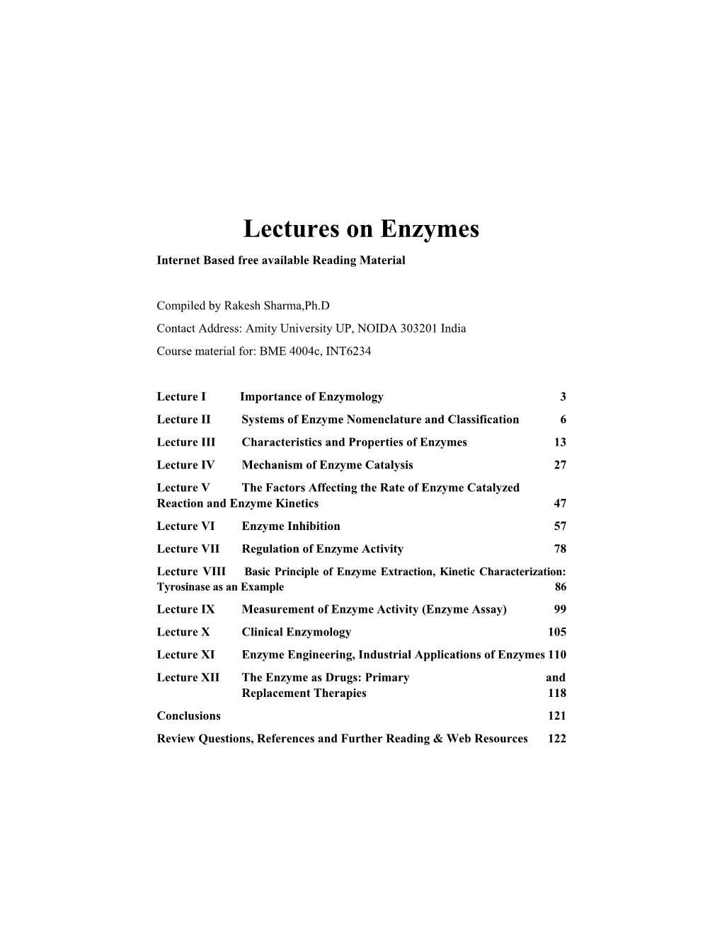 Lectures on Enzymes.Pdf