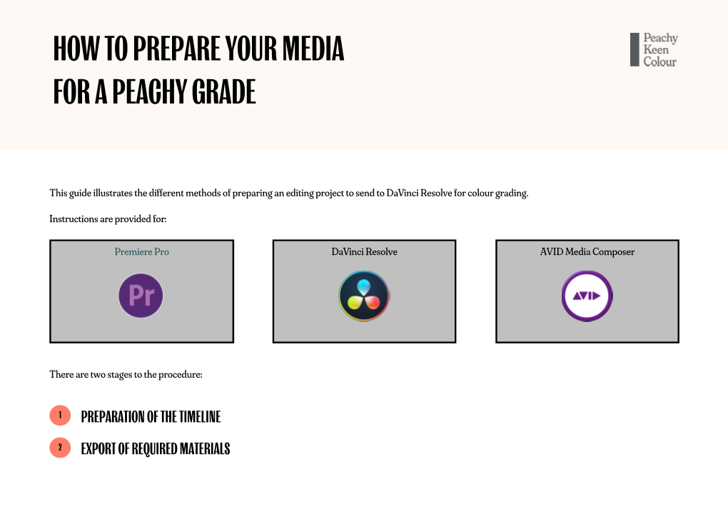 How to Prepare Your Media for a Peachy Grade V 1.1 HOW to PREPARE YOUR MEDIA Page 1 of 15 for a PEACHY GRADE