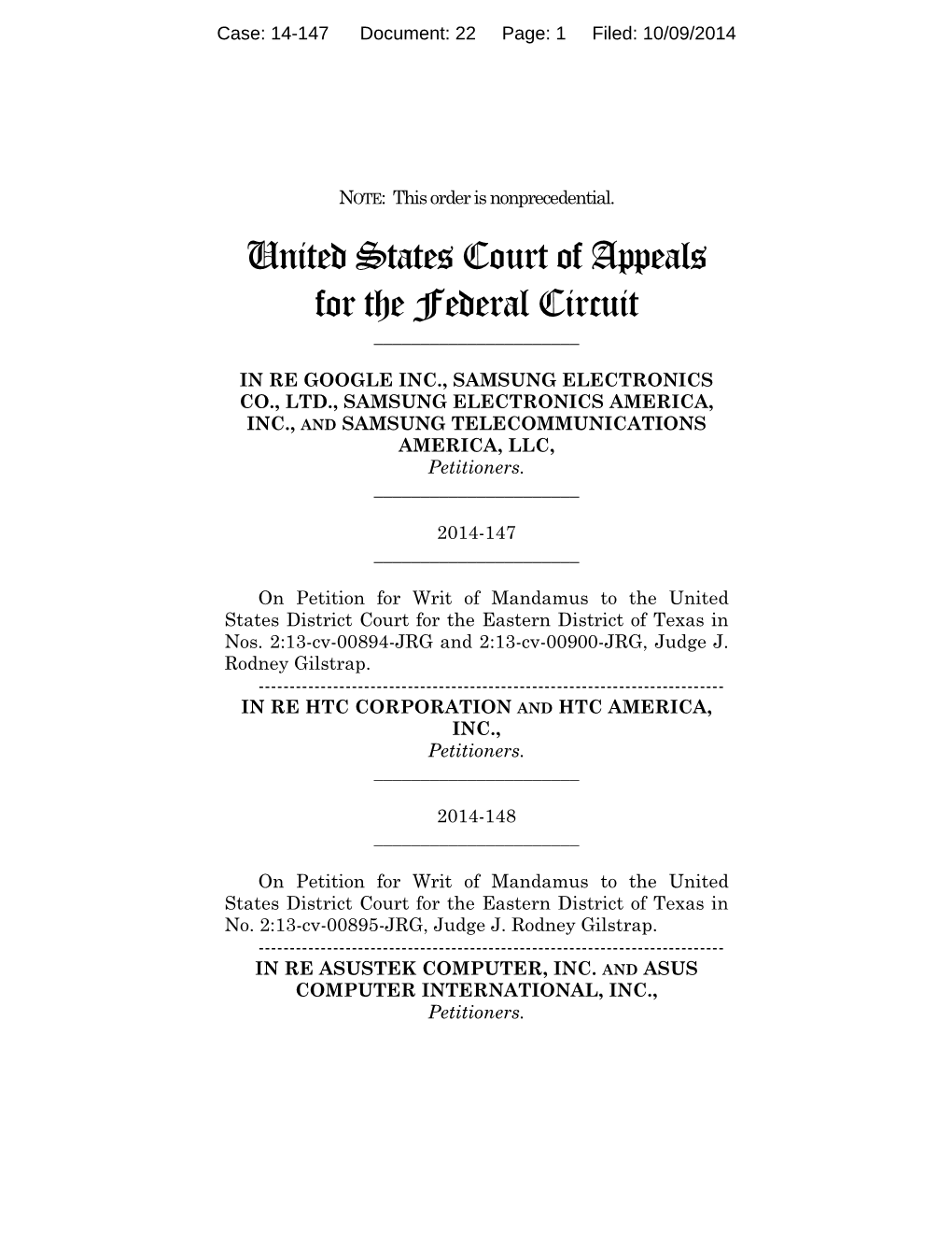 United States Court of Appeals for the Federal Circuit ______