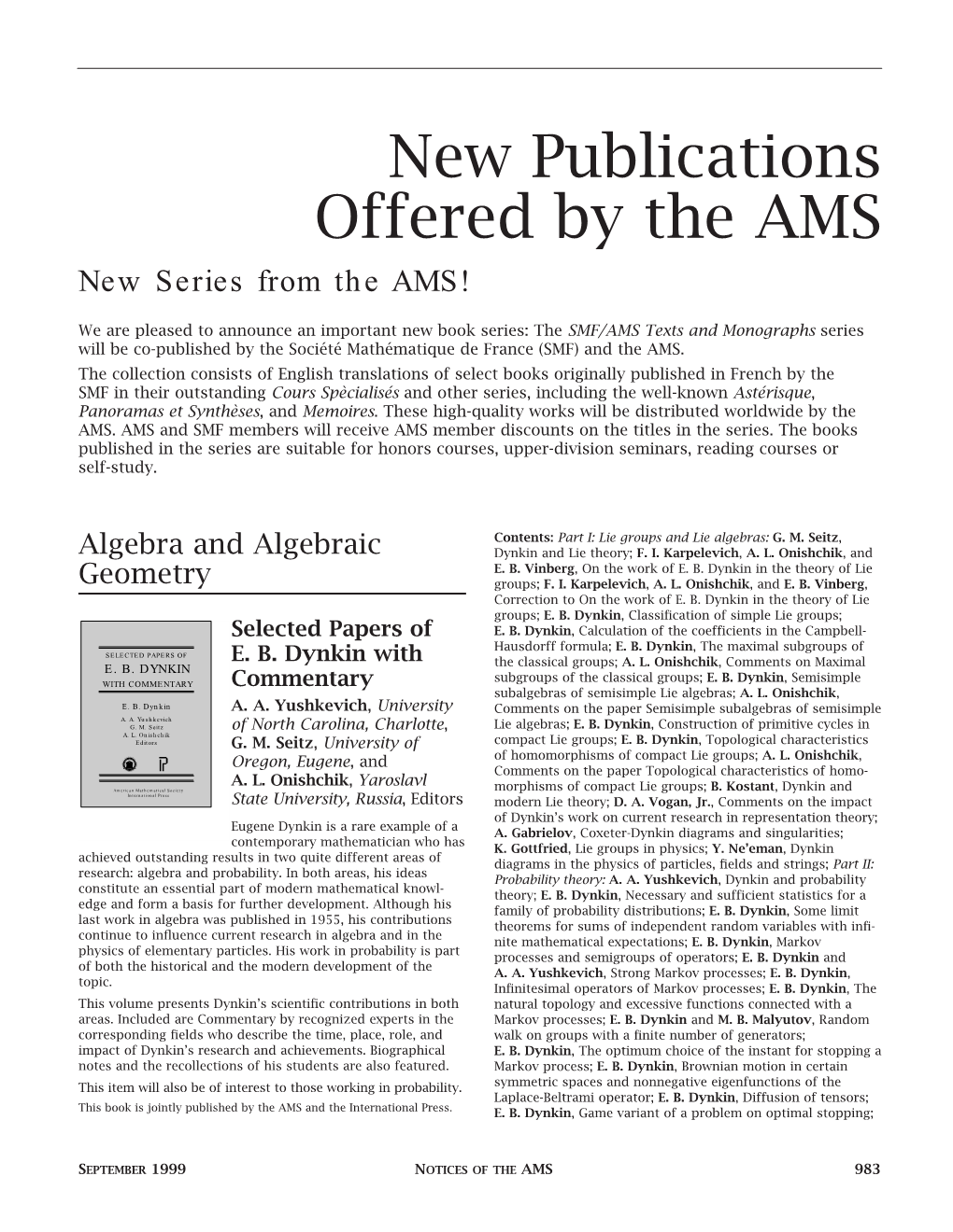 New Publications Offered by the AMS New Series from the AMS!