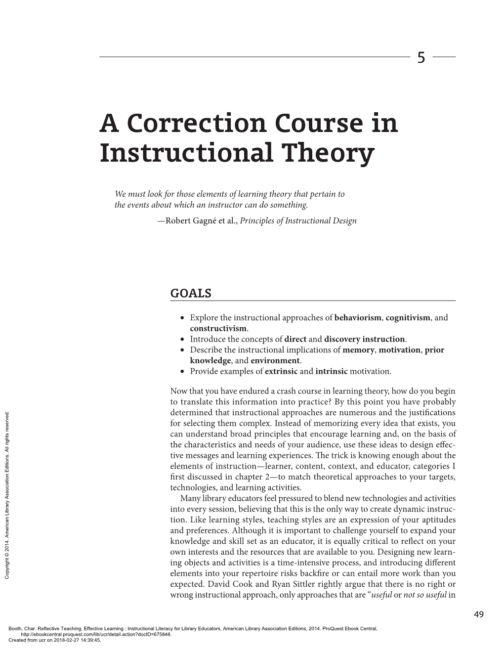 A Correction Course in Instructional Theory