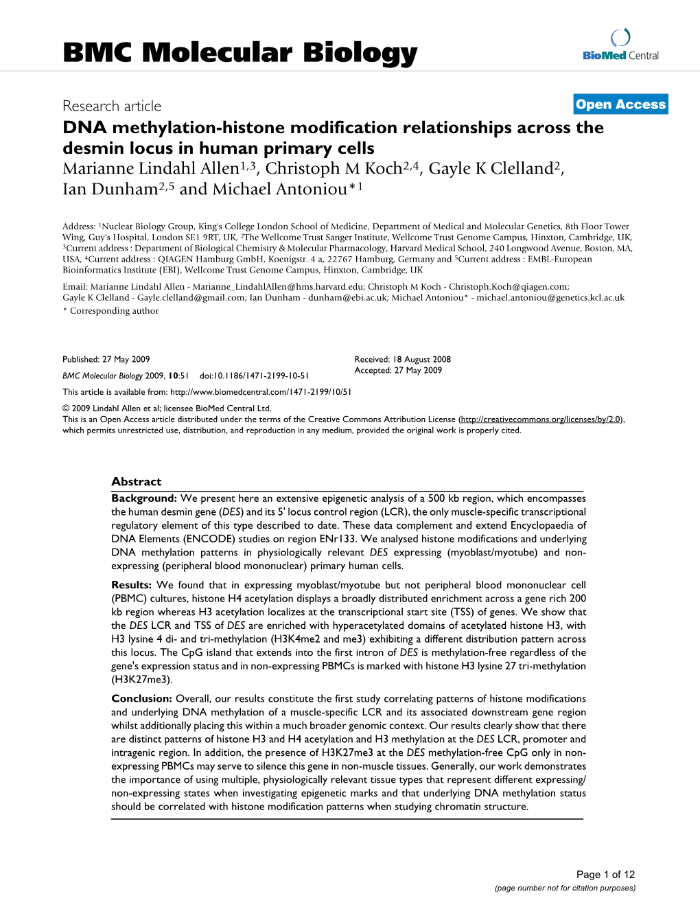 BMC Molecular Biology Biomed Central