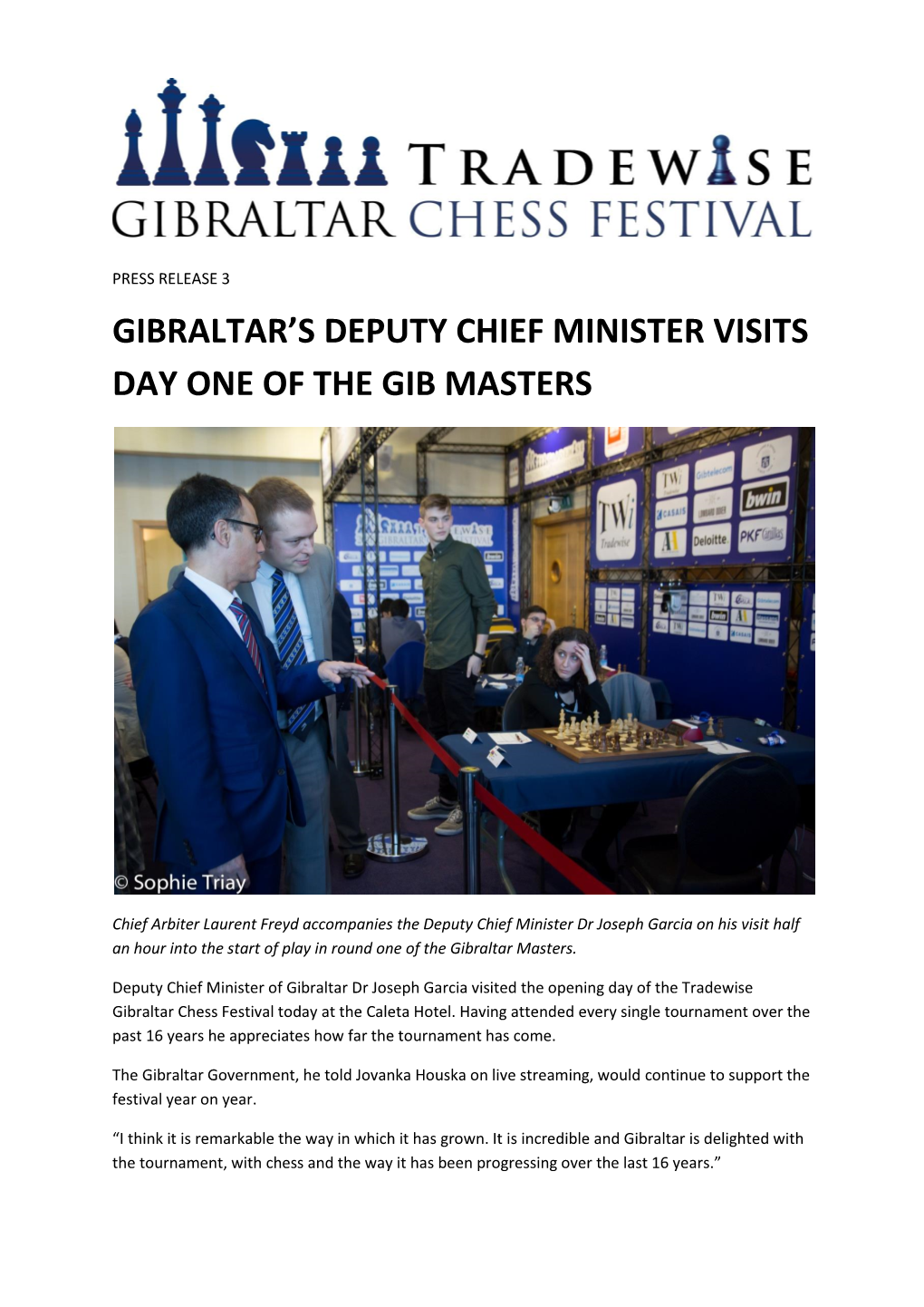 Gibraltar's Deputy Chief Minister Visits Day One Of